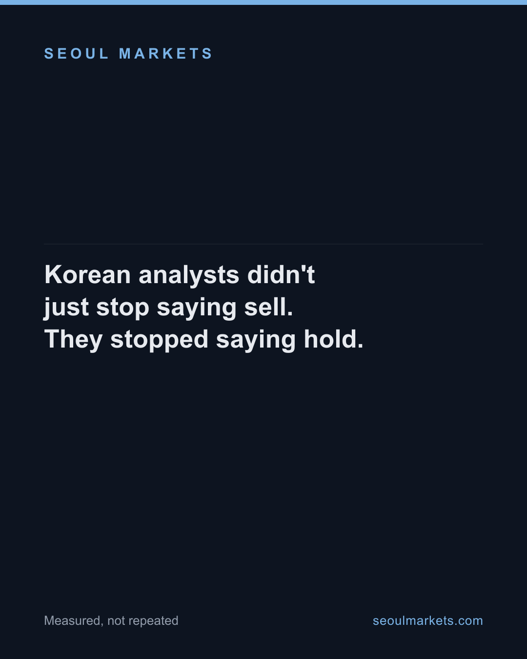 Korean analysts didn't just stop saying sell. They stopped saying hold.