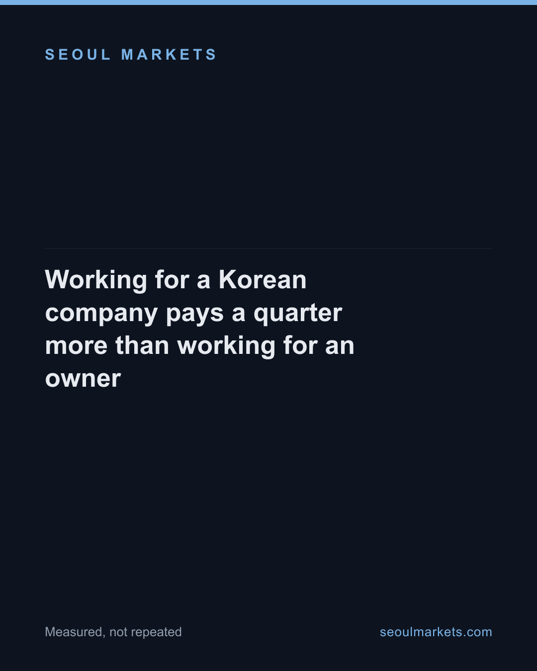 Working for a Korean company pays a quarter more than working for an owner