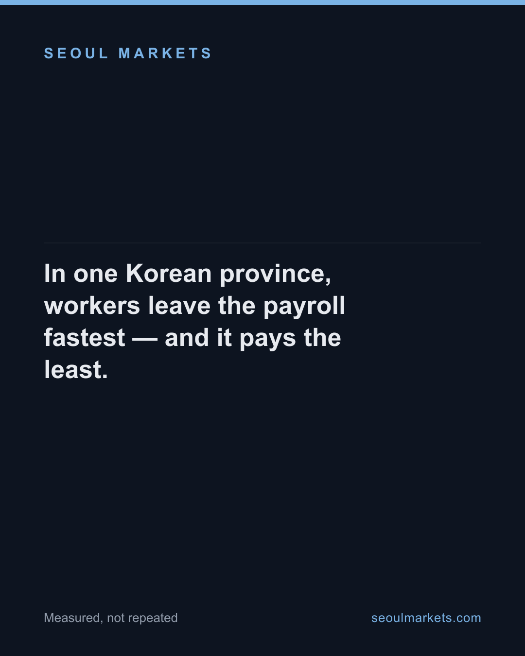 In one Korean province, workers leave the payroll fastest — and it pays the least.