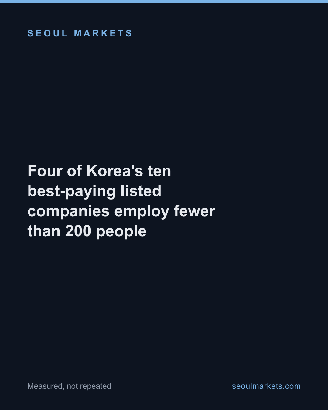 Four of Korea's ten best-paying listed companies employ fewer than 200 people