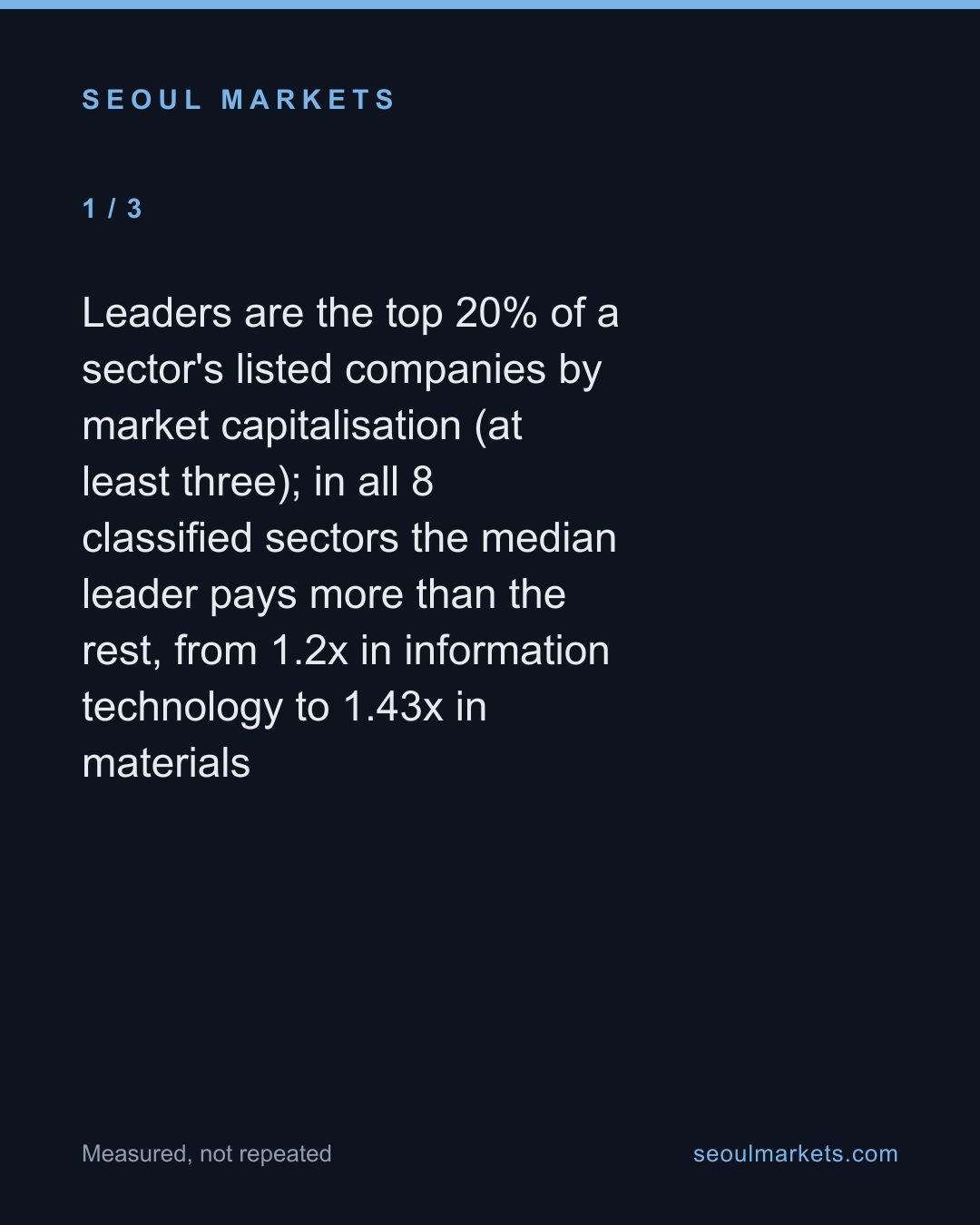 In every Korean sector, the biggest companies pay more and keep people longer — card 2 of 5